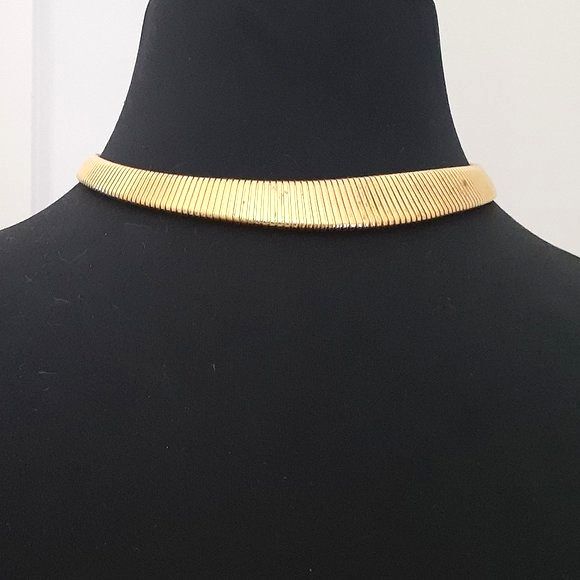 Monet Jewelry - Vintage Monet Omega Choker Statement Necklace Gold Tone